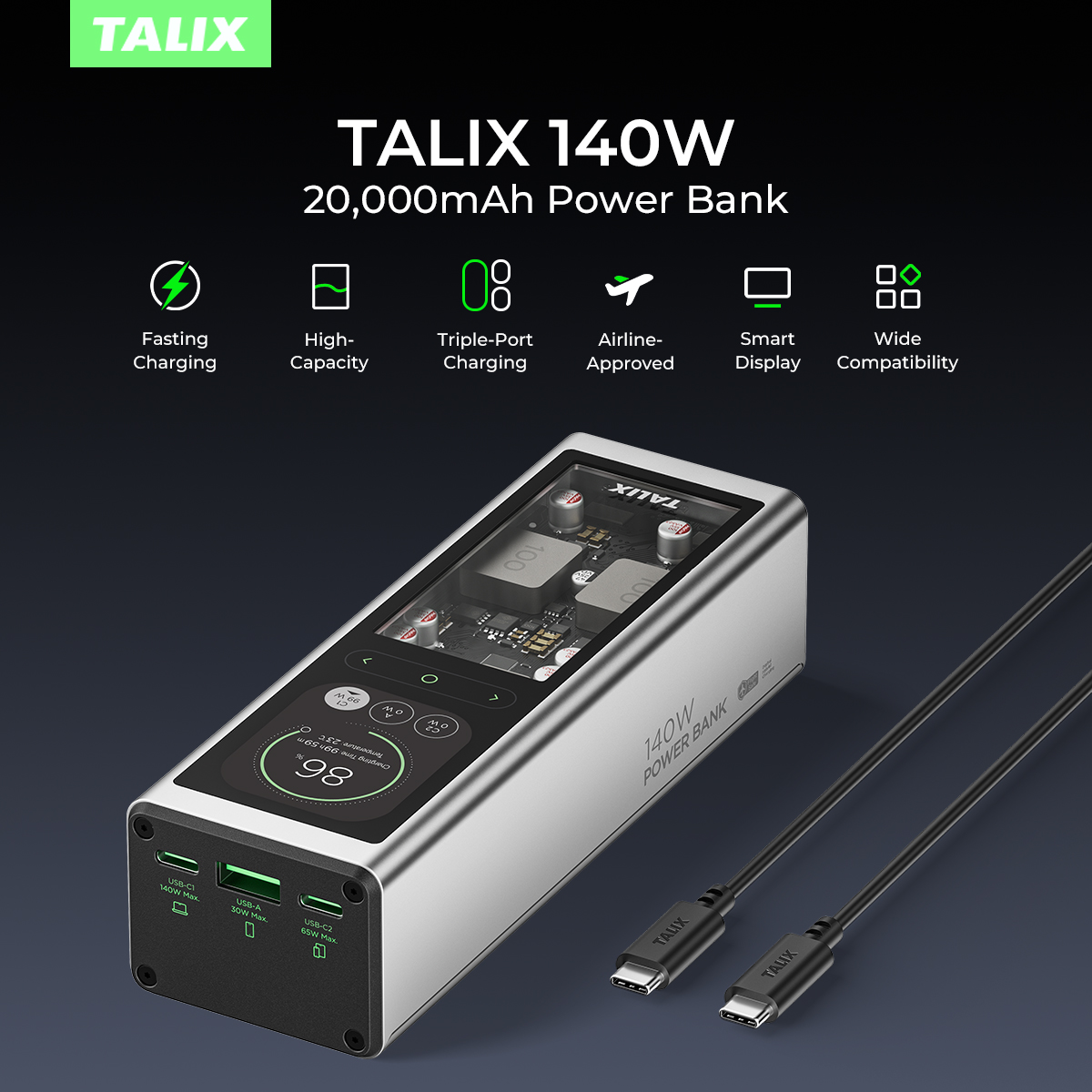 TALIX 140W Power Bank 20000mAh - огляд і ціна Drone Power Bank