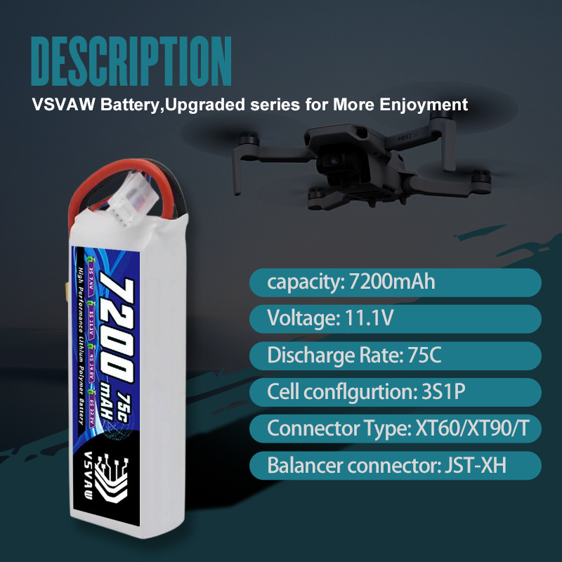 VSVAW 3S Lipo Battery 11.1V 72 - огляд і ціна Drone Battery Adapter