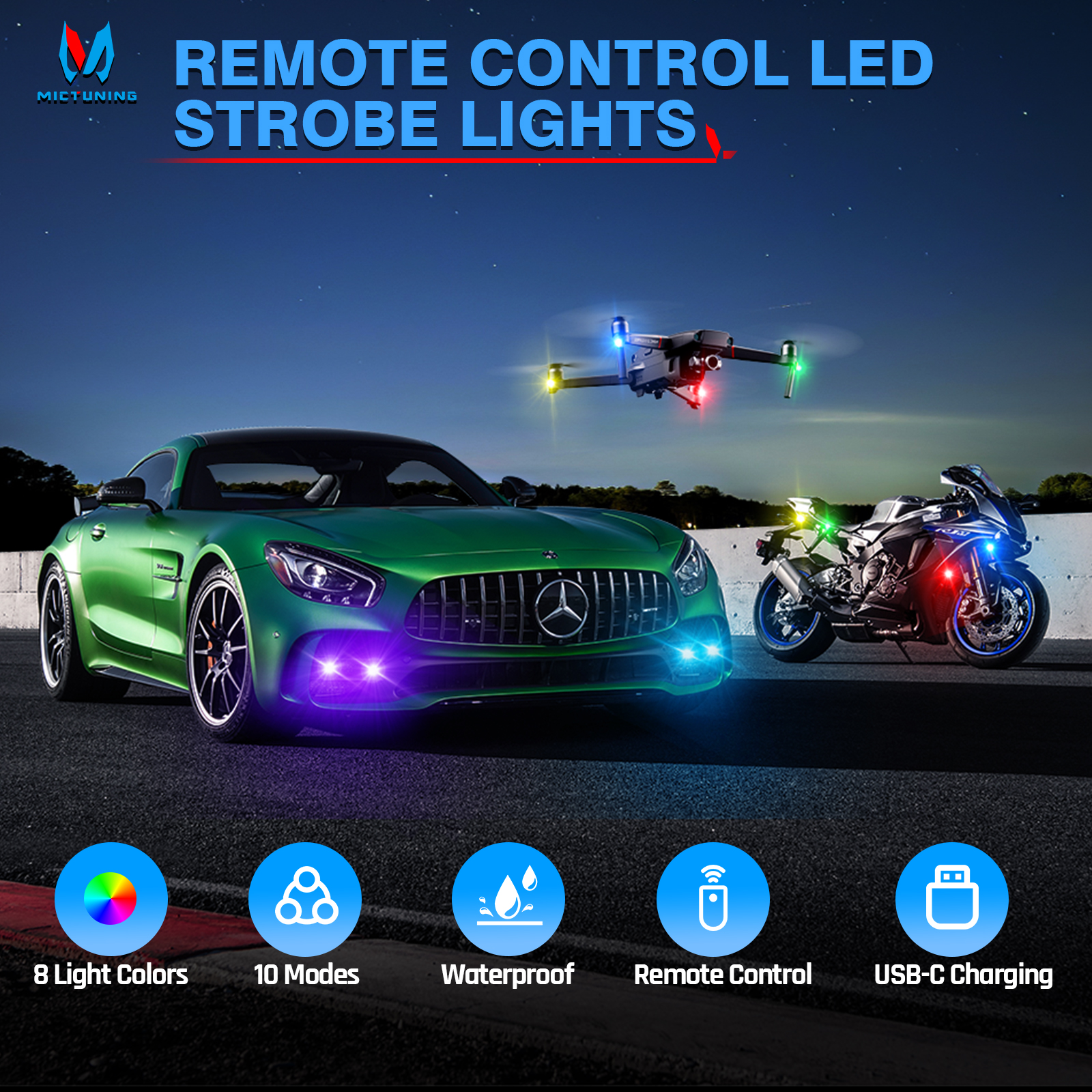 MICTUNING Wireless LED Strobe  - огляд і ціна Drone Strobe Light